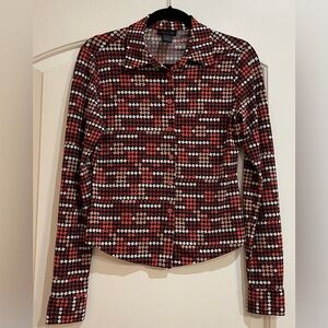 The Limited Stretch Button Down shirt. Black with pattern. Size Medium.